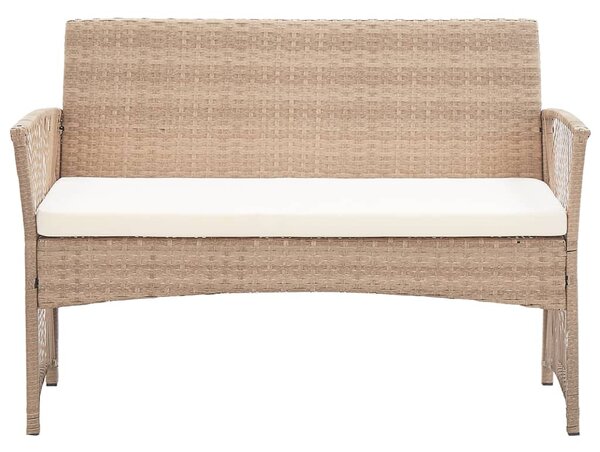 4 részes bézs kerti polyrattan bútorszett párnákkal