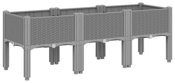 Világosszürke PP rácsos kerti ültetőláda 120 x 40 x 42 cm