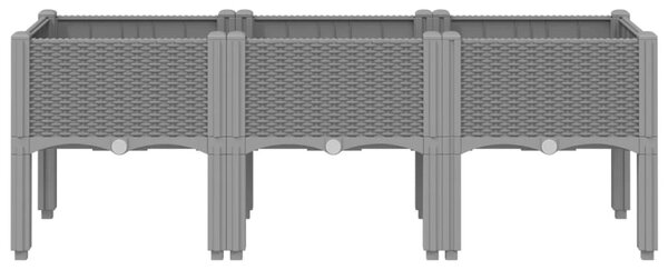 Világosszürke PP rácsos kerti ültetőláda 120 x 40 x 42 cm