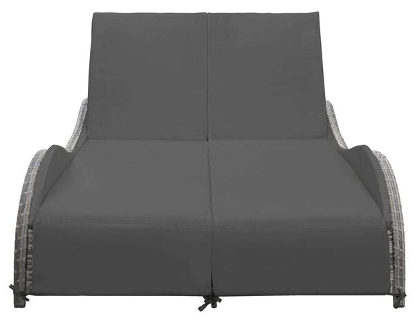 Polyrattan Napozóágy - Kétszemélyes - Antracitszürke - 200cm