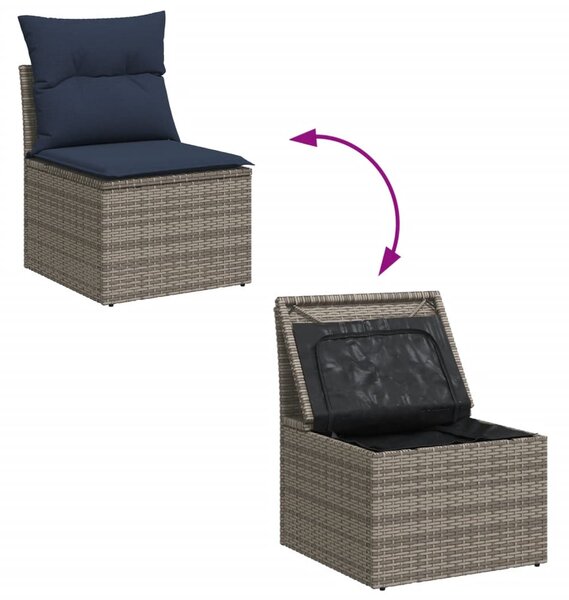 10 részes szürke polyrattan kerti ülőgarnitúra párnával
