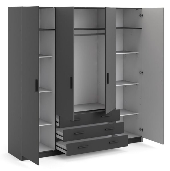 Sötétszürke ruhásszekrény 196x200 cm Sprint – Tvilum