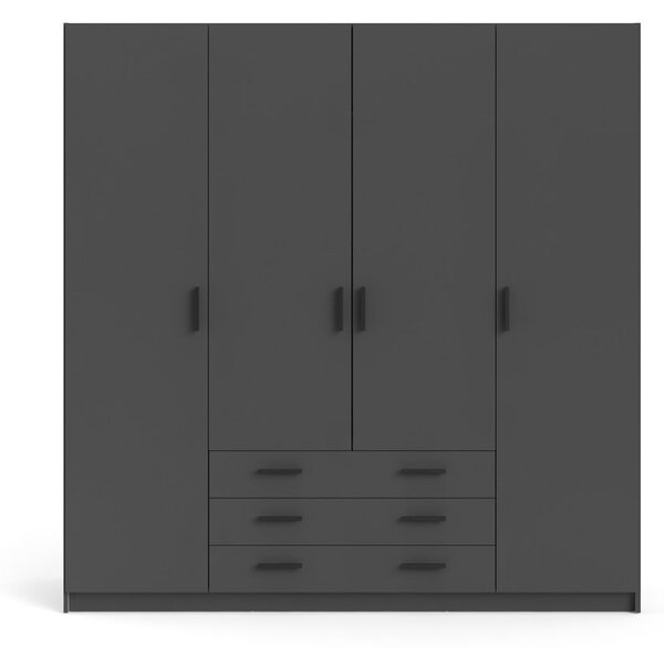 Sprint fekete ruhásszekrény, 195,5 x 200 cm - Tvilum
