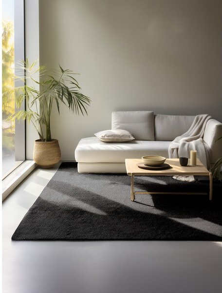 Fekete juta szőnyeg 190x280 cm Bouclé – Hanse Home