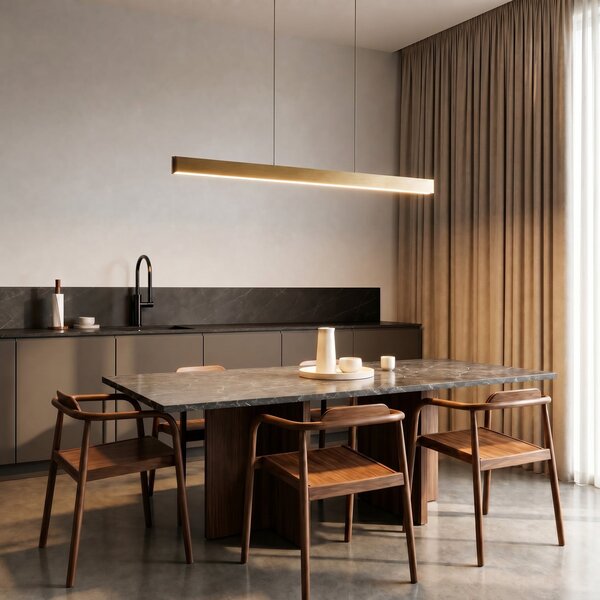 Függőlámpa Lucande, Mylosh, dimmable, Arany / Sárgaréz, Étkező, Alumínium, Modern