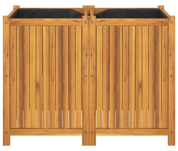 Tömör akácfa kerti virágtartó béléssel 100 x 50 x 75 cm