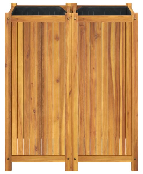 Tömör akácfa kerti virágtartó béléssel 84 x 42 x 100 cm