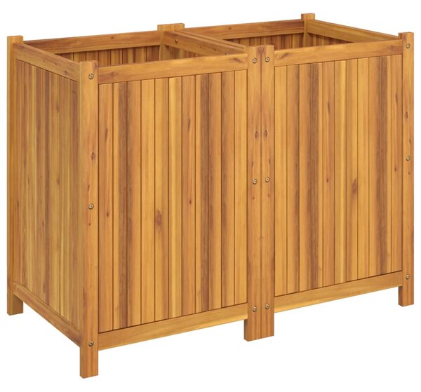 Tömör akácfa kerti virágtartó béléssel 100 x 50 x 75 cm