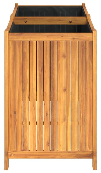 Tömör akácfa kerti virágtartó béléssel 100 x 50 x 75 cm