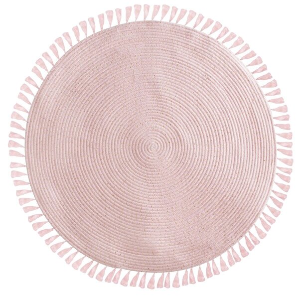 PINK kerek rózsaszín szőnyeg rojtokkal 90 cm