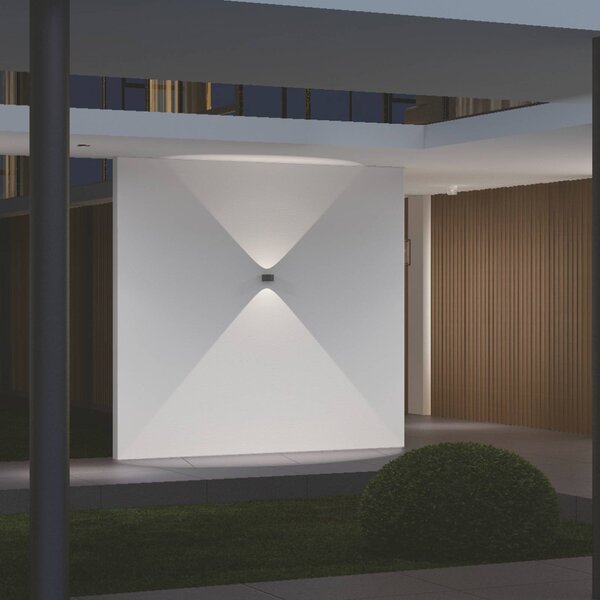 LOOM DESIGN Frey LED fali lámpa IP65 2x6W fekete színű, Fekete, Alumínium, Modern