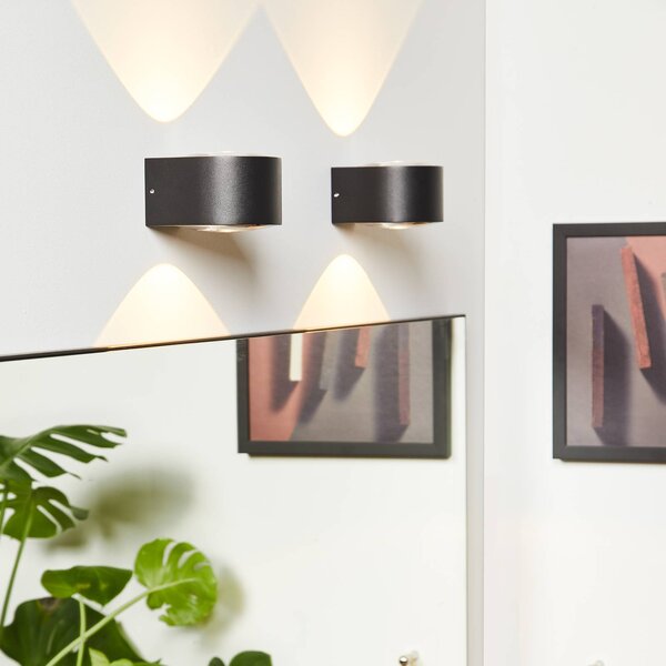 LOOM DESIGN Frey LED fali lámpa IP65 2x6W fekete színű, Fekete, Alumínium, Modern