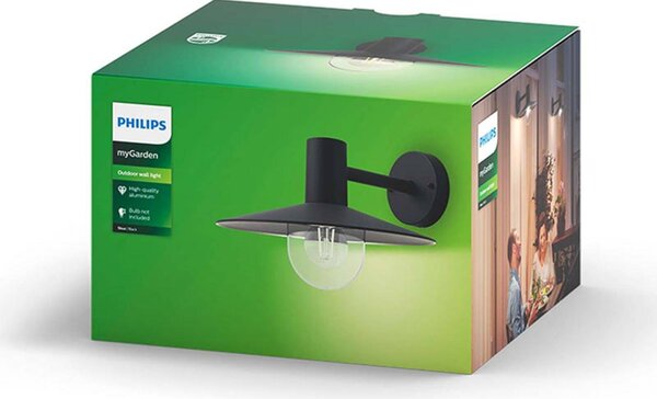 Philips myGarden Skua kültéri fali lámpa, Fekete, Alumínium, Modern