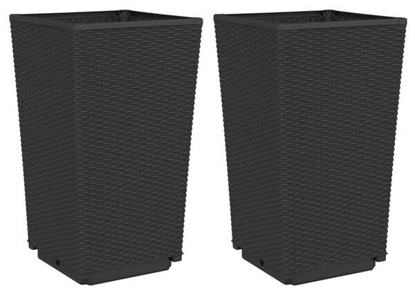 2 db fekete polipropilén kerti ültetőláda 32,5 x 32,5 x 57 cm
