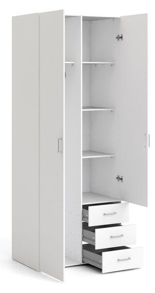 Fehér ruhásszekrény 78x200 cm Space – Tvilum