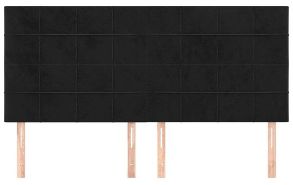 4 db Fekete Bársony Fejtámla - 100x5x78/88 cm