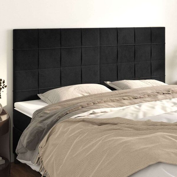 4 db Fekete Bársony Fejtámla - 100x5x78/88 cm