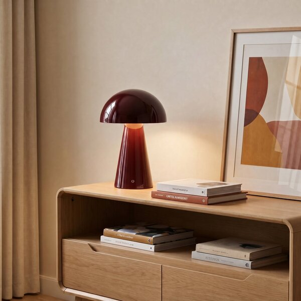 Asztali lámpa Lindby, Nevijo, dimmable, Piros, Nappali, Fém, Modern