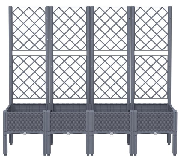 Kékszürke PP rácsos kerti ültetőláda 160 x 40 x 142 cm