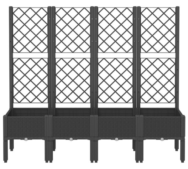 Fekete polipropilén rácsos kerti ültetőláda 160 x 40 x 142 cm