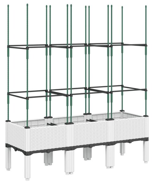 Fehér polipropilén rácsos kerti ültetőláda 120 x 40 x 142,5 cm