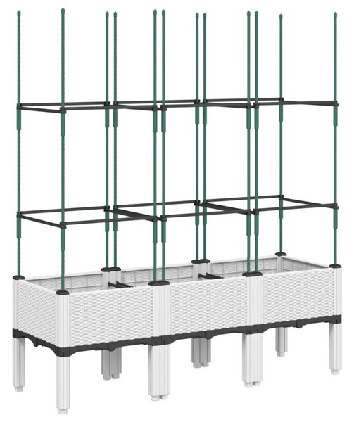 Fehér polipropilén rácsos kerti ültetőláda 120 x 40 x 142,5 cm