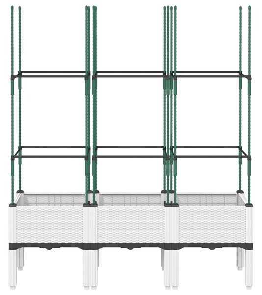 Fehér polipropilén rácsos kerti ültetőláda 120 x 40 x 142,5 cm