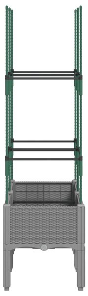 Világosszürke PP rácsos kerti ültetőláda 80 x 40 x 142,5 cm