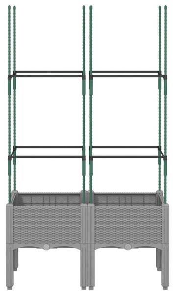 Világosszürke PP rácsos kerti ültetőláda 80 x 40 x 142,5 cm