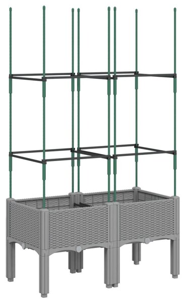 Világosszürke PP rácsos kerti ültetőláda 80 x 40 x 142,5 cm