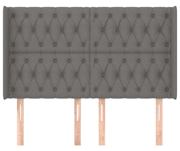 Modern Szövet Fejtámla Szárnyakkal - Sötétszürke - 147x16x118/128cm