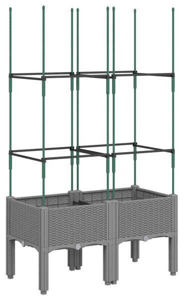 Világosszürke PP rácsos kerti ültetőláda 80 x 40 x 142,5 cm