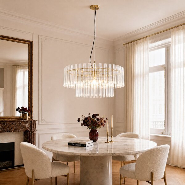 Függőlámpa Lucande, Leanna, dimmable, Átlátszó, Nappali, Üveg, Modern