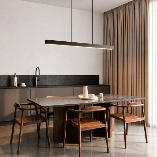 Függőlámpa Lucande, Mylosh, dimmable, Fekete, Étkező, Alumínium, Modern