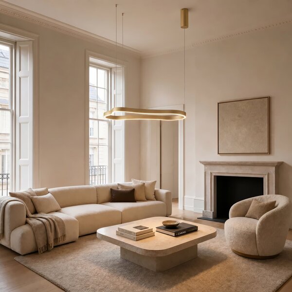 Függőlámpa Lucande, Vikali, dimmable, Arany / Sárgaréz, Nappali, Fém, Modern