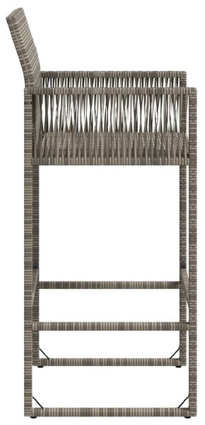2 db szürke polyrattan kerti bárszék