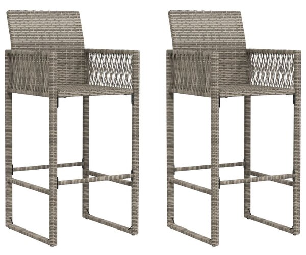 2 db szürke polyrattan kerti bárszék