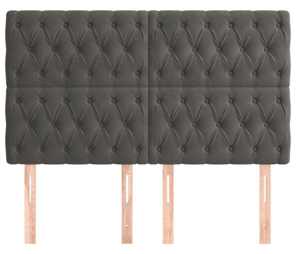 VidaXL Bársony Fejtámla - 4 db - Sötétszürke - 72x7x78/88cm