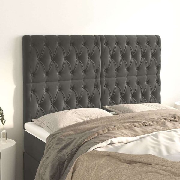VidaXL Bársony Fejtámla - 4 db - Sötétszürke - 72x7x78/88cm