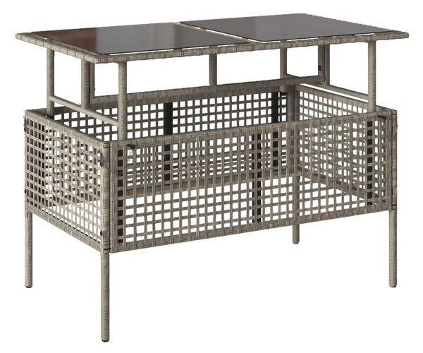 4 részes szürke polyrattan üveg kerti ülőgarnitúra párnákkal