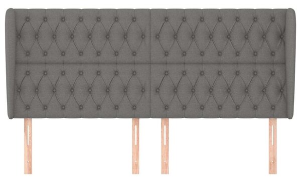 VIDAXL Szövet Fejtámla Szárnyakkal - Sötétszürke - 203x23x118/128 cm