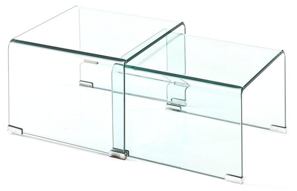 Üveg dohányzóasztal szett 2 db-os 44.5x49 cm Cristal – Tomasucci