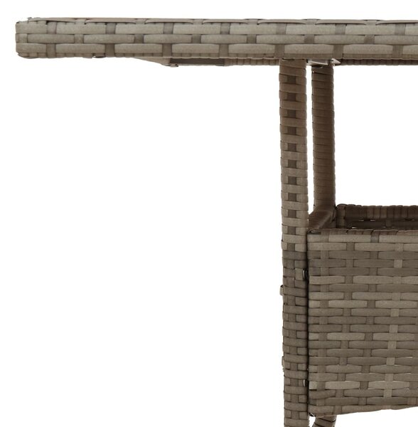 Szürke polyrattan kerti asztal akácfa lappal 80 x 80 x 75 cm