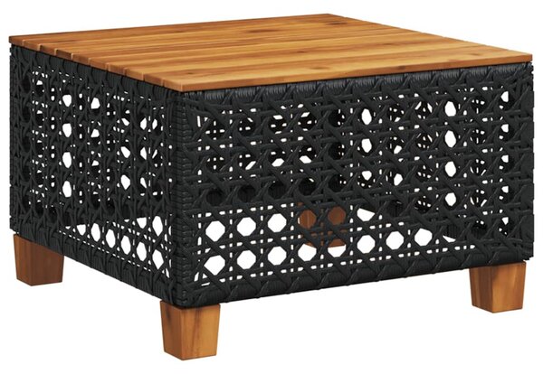11 részes fekete polyrattan kerti ülőgarnitúra párnákkal