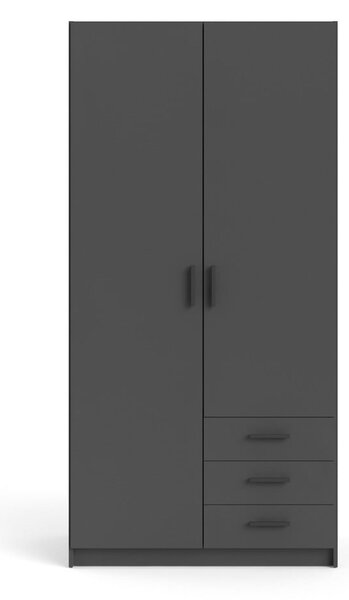 Sprint fekete ruhásszekrény, 98,5 x 200 cm - Tvilum
