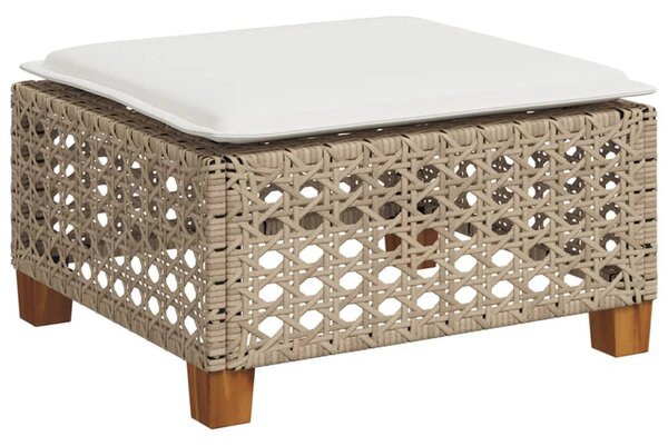 Szürke polyrattan kerti ülőke párnával 63,5 x 56 x 32 cm