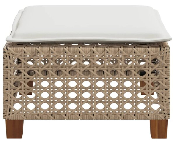 Szürke polyrattan kerti ülőke párnával 63,5 x 56 x 32 cm