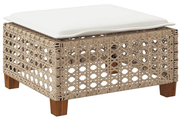 Szürke polyrattan kerti ülőke párnával 63,5 x 56 x 32 cm