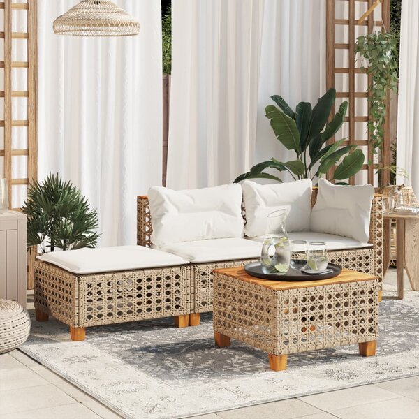 Szürke polyrattan kerti ülőke párnával 63,5 x 56 x 32 cm