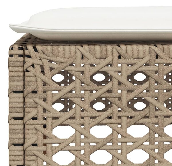Szürke polyrattan kerti ülőke párnával 63,5 x 56 x 32 cm